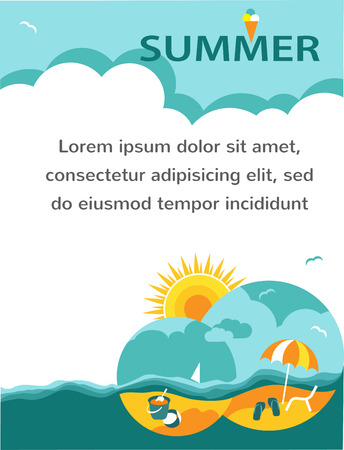 SUMMER TIME. summer holiday card with place for textのイラスト素材