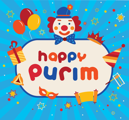 Jewish holiday Purim  carnival flat icons and elements for designのイラスト素材