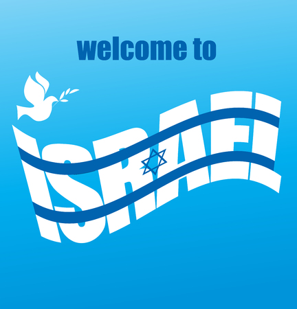 abstract Israeli flag and  peace white doveのイラスト素材