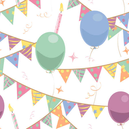 happy birthday, holiday, christmas greeting and invitation card. there are balloon, gift boxes, confetti, cup cake, teddy bear. layout template in A4 size. vector illustrationのイラスト素材