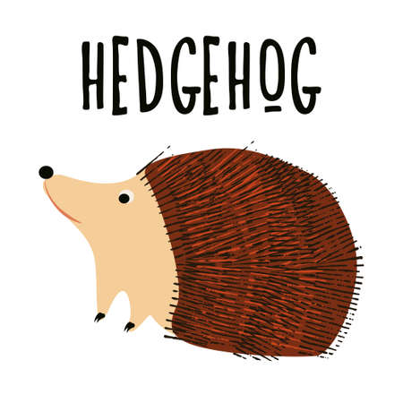 Cute little hedgehog icon vector. Adorable hedgehog cartoon character. Brown hedgehog icon isolated on a white backgroundのイラスト素材