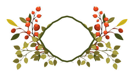 Seamless pattern background vector illustration of branches with leaves berries for decorationのイラスト素材