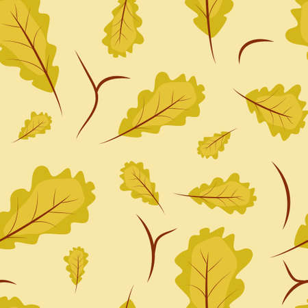 hello september autumn pattern vector background oak leaves, mushroomsのイラスト素材