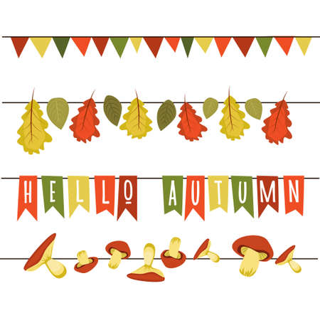 colored flags holiday decoration hello autumn holidayのイラスト素材
