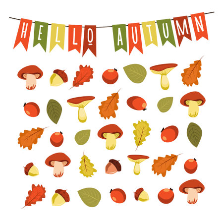 Autumn poster postcard or background for design, discounts for saleのイラスト素材
