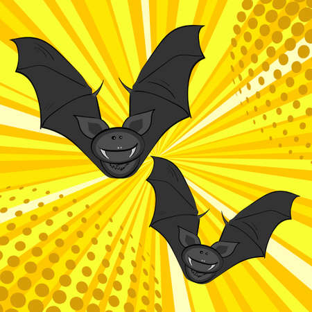 comic book style background, pop art. Vector banner bats. halloween - style background . easy to...