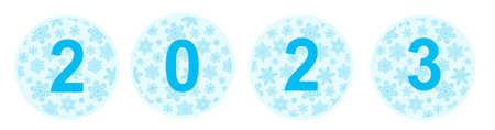 Happy New Year 2023 text design. Design template for a brochure, postcard, banner. Vector...
