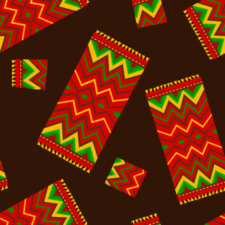 Happy Kwanza. Seamless vector pattern With traditional Kwanzaa symbols. Printing on textiles,...