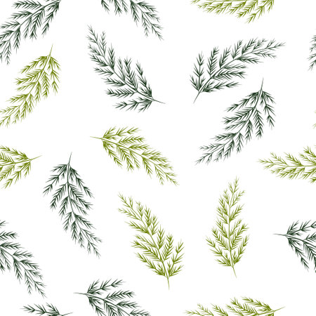 Seamless pattern background vector illustration of branches with leaves berries for decorationのイラスト素材