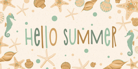 vector seamless pattern summer vacation beach siaのイラスト素材