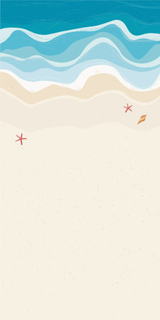 vector illustration of a summer day for the background of summer time and summer vibes, the background of a tropical beach. sand and wavesのイラスト素材