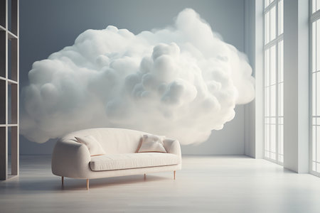 Cold. bright room, minimalism. Interior. Background image with space for text. the concept of winter.の素材