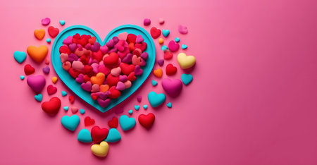 Person with red hearts. Person and Hearts are made out of play clay (plasticine).の素材