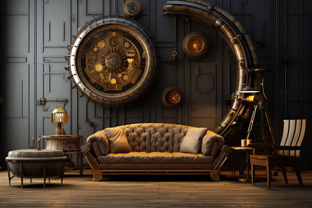 Beautiful ethno-style living room, retro-old living room, different conceptual style, different kind of living room object, interior styleの素材