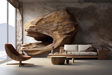 Beautiful ethno-style living room, retro-old living room, different conceptual style, different kind of living room object, interior styleの素材