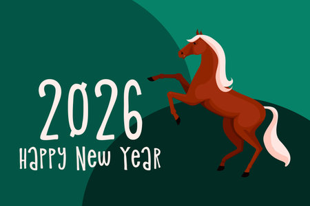 Celebrating the new year with a spirited horseのイラスト素材