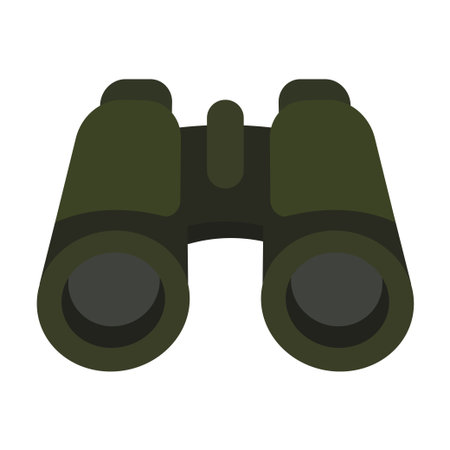 Binoculars resting on a smooth surface with a subtle green hue and a modern designのイラスト素材