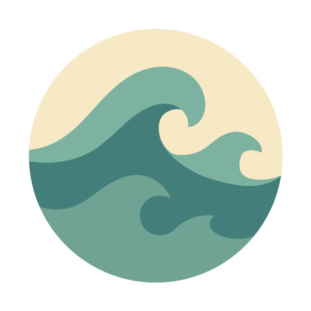 Stylized ocean waves in a circular designのイラスト素材