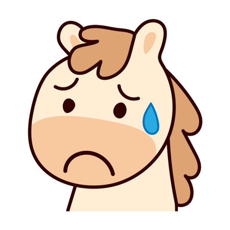 Cute cartoon horse showing sadness with a tearのイラスト素材