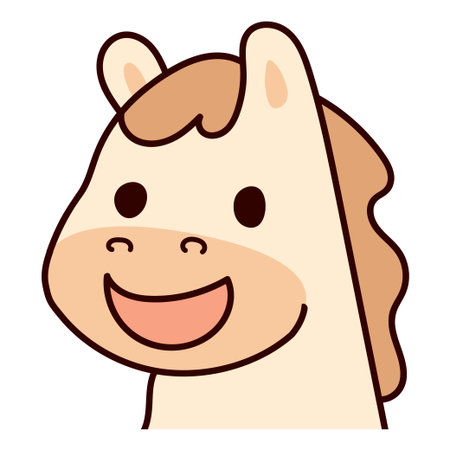 Cute cartoon horse character with a friendly smileのイラスト素材