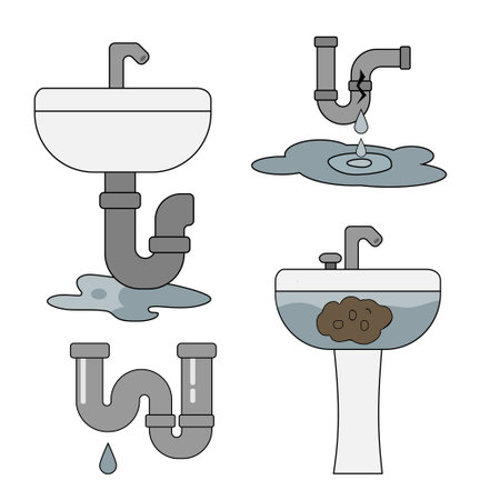 Common sink plumbing issues explained visuallyのイラスト素材