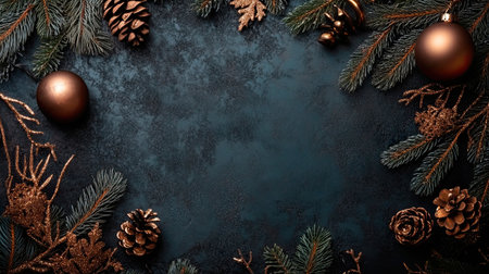 Festive arrangement of pine cones and ornamentsの素材