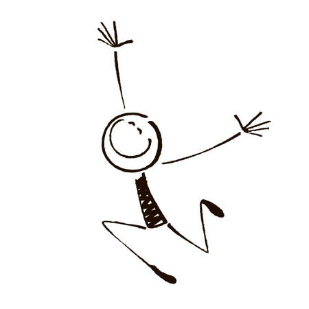 Happy stick figure 4.Vector illustrationのイラスト素材