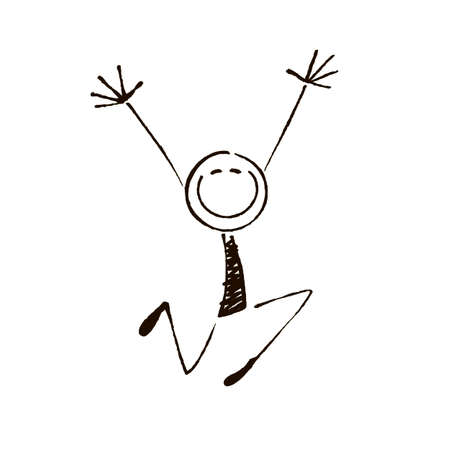 Happy stick figure 5.Vector illustrationのイラスト素材