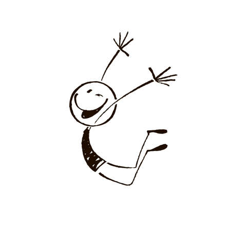 Happy stick figure.Vector illustrationのイラスト素材