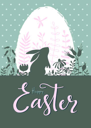 Greeting card happy Easter.Hand-drawn vector illustrationのイラスト素材