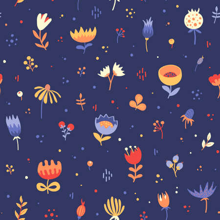 Seamless cute floral pattern.Vector hand-drawn textureのイラスト素材