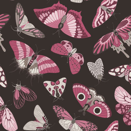 Seamless pattern of butterflies.Vector textureのイラスト素材