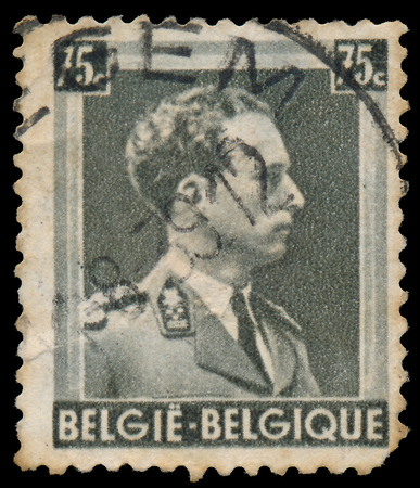 BELGIUM - CIRCA 1938: A stamp printed in Belgium, shows Leopold III of Belgium, circa 1938 のeditorial素材