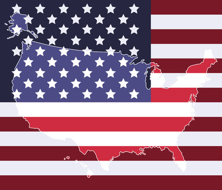 United states map on the national flag element background 1のイラスト素材