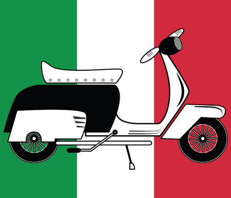 Vintage scooter type 1 on italian flag backgroundのイラスト素材