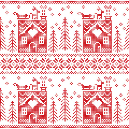 Scandinavian Nordic Christmas seamless  pattern のイラスト素材