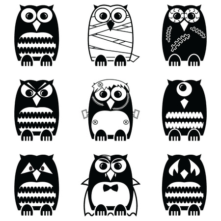 scary, spooky, mummy, cyclops, vampire. Monster, zombie owlsのイラスト素材