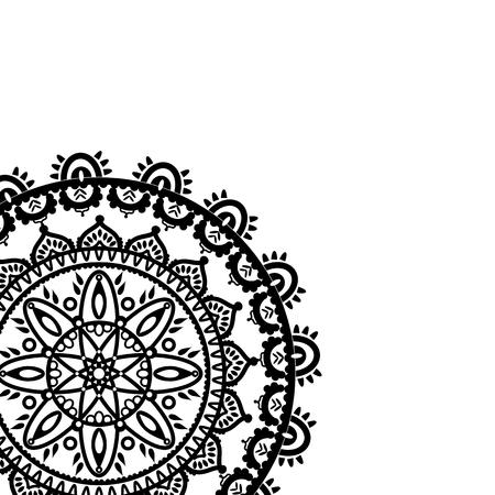 Partial Mandala in the shape of the native culture inspired dreamcatcher made out of swirly elements in black and white symbolizing happiness, love and spiritual life style 2のイラスト素材