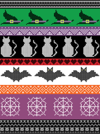 Scandinavian cross stitch and traditional American holiday  inspired seamless patternのイラスト素材