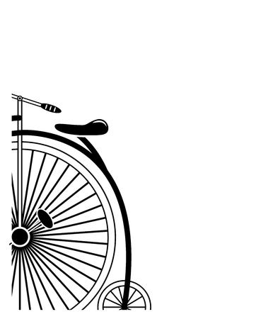 Partial corner style Minimal Vintage style penny farthing bicycle in partial form in black and whiteのイラスト素材