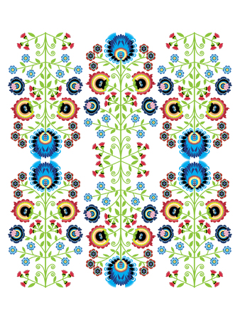 Colorful Polish folk inspired traditional floral patternのイラスト素材