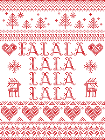 Falalalalalalalala Christmas song Scandinavian seamless pattern.のイラスト素材