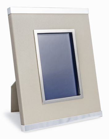 Rich vinyl and silver photo frame with clipping path on white isolated backgroundの写真素材