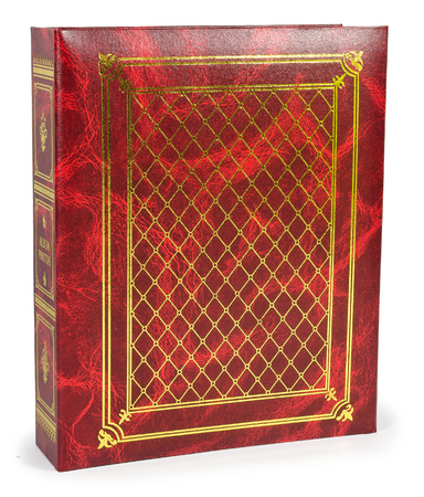 The color red photo albums on wite isolated backroundの写真素材