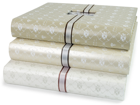 The pile of beautiful photo albums on white isolated backroundの写真素材