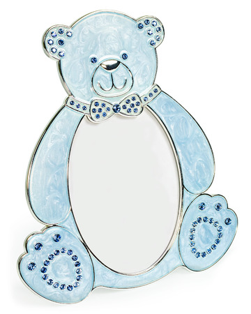 Beautiful photo frame  in form of Bear inlaid  rhinestones  with place isolated for your photo.の写真素材