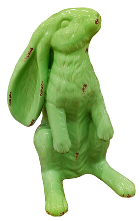 Ceramic statue of rabbits on isolated backgroundの写真素材