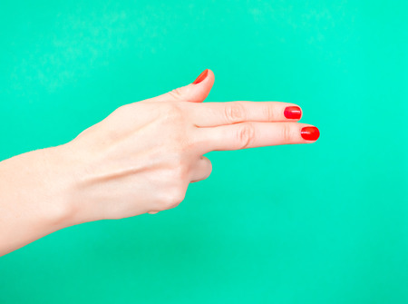 The Finger Gun Hand Sign. Is used as a way to say Yup with your handsの写真素材