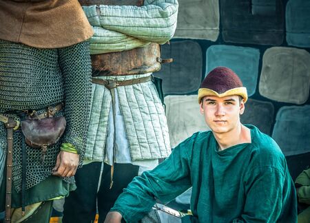 Portrait of a handsome man grandee in 16th century costume in felt medieval hatのeditorial素材