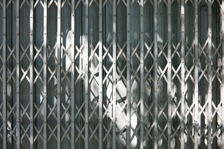 Old styled steel door in sunlight